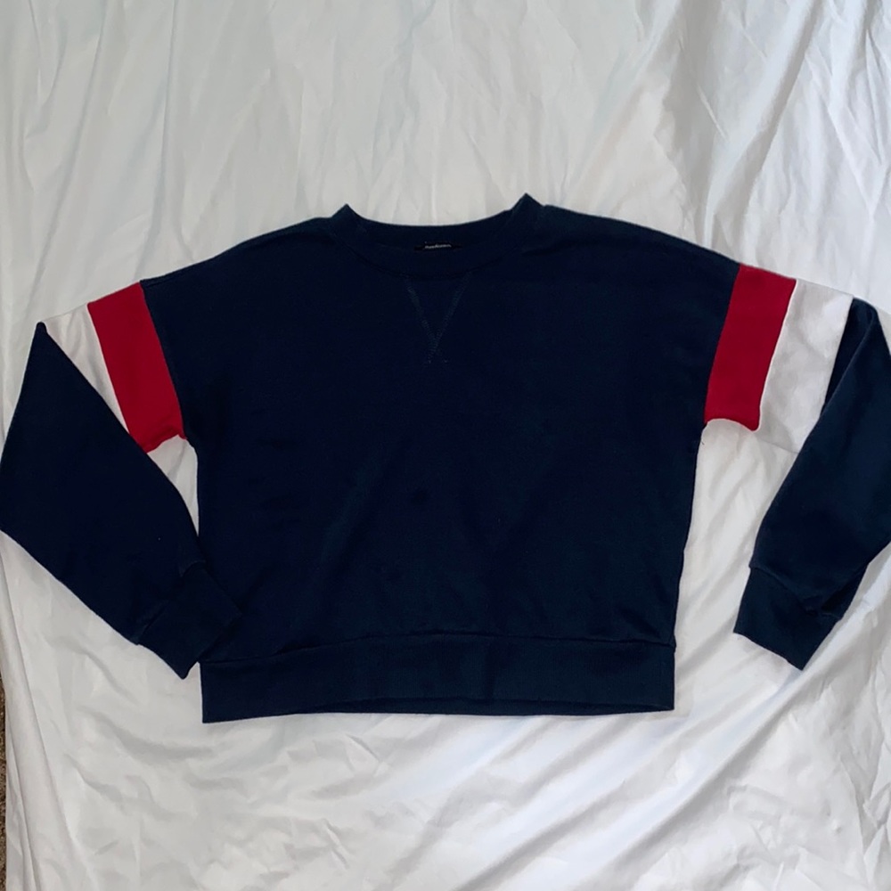 Blue Red & White cropped Sweatshirt